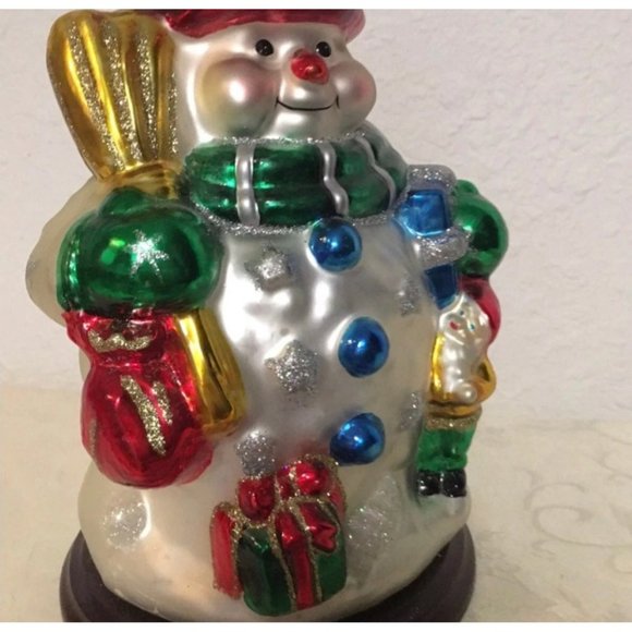 Blown Glass Snowman Figure Christmas Thomas Pacconi Classics - Picture 5 of 7